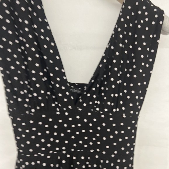 RETRO White House Black Market Sleeveless Black White Polka Dot Dress size 2 XS - Picture 3 of 5